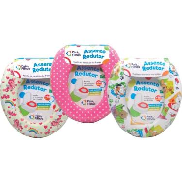 Imagem de Troninho e Redutor de Assento Estampado Feminino para Vaso Sanitário Pais & Filhos