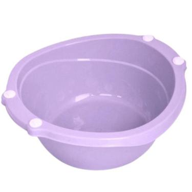 Imagem de Bacia de bebê infantil 14 litros plastibaby rosa azul branco com pegad