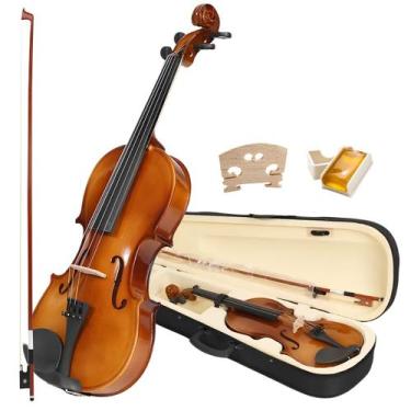 Imagem de Violino Madeira Acústico 4/4 Arco Breu Cavalete Estojo - BETHEO