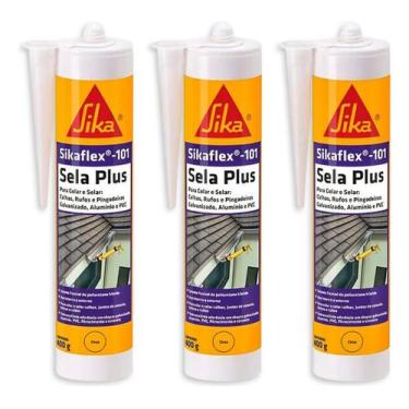 Imagem de KIT 3 Selante Sikaflex 101 Sela Plus Branco 400 g