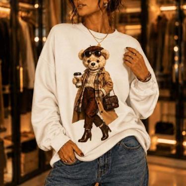 Imagem de Moletom Feminino Estampado Urso casaco e bolsa bordô- Philklen, Off, W