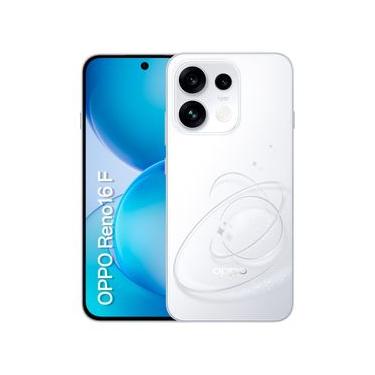 Imagem de Smartphone Oppo Reno 16 F Branco Aura, 5G, 256GB, 8GB RAM, Bateria 7000mAh, Resistente a Água e Poeira