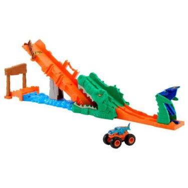 Imagem de Playset Hot Wheels Monster Trucks Com Mega-Wrex e Crocodilo
