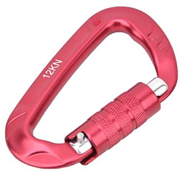 Imagem de Fivela de anel D, acessório de segurança externa de alumínio D Trava Mosquetão Mosquetão de travamento, para escalada, escalada, caminhada, acampamento(vermelho)
