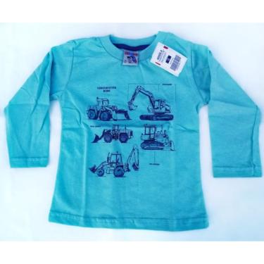Imagem de Camiseta manga longa azul menino G infantil algodão