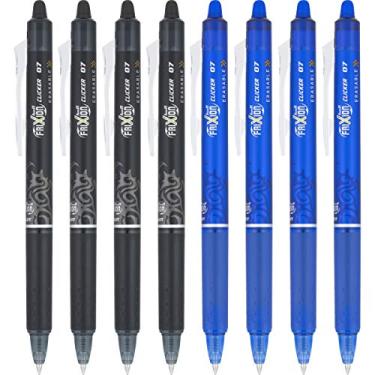 Imagem de Pilot Canetas de gel apagáveis FriXion Clicker, ponta fina (0,7 mm), tinta preta/azul, pacote com 8 - canetas de escrita lisas recarregáveis para uso escolar, diário e escritório