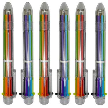 Imagem de Caneta esferográfica multicolorida Maydahui, 20 peças, 6 em 1, cores sortidas, canetas esferográficas retráteis para escrita suave