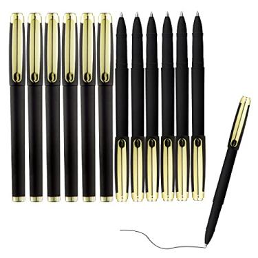 Imagem de Canetas de gel de tinta preta, canetas de ponta grossa de 1,0 mm, com cartucho de tinta grande, pacote com 12