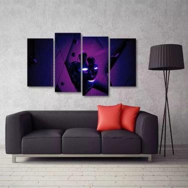 Imagem de Quadro Abstrato Sala Escritório Roxo Em Tecido 4 Peçasesu