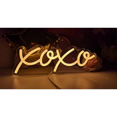 Imagem de Ulalaza Sinal de luz neon LED XOXO Luzes noturnas operadas por USB Sinal decorativo letreiro bar pub loja clube garagem casa festa decoração