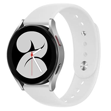 Imagem de Pulseira esportiva de 20 mm para Samsung Galaxy Watch 5 4 40 mm 44 mm/Galaxy Watch 5 Pro 45 mm, pulseira de substituição de silicone macio para Galaxy Watch 4 40 mm 42 mm 44 mm 46 mm/3 41 mm/Active 2 (branco)