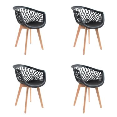 Imagem de Kit 4 Cadeiras Design Eames Wood Web Preta