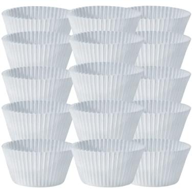 Imagem de 250 Muffin/cupcake grandes grandes grandes em massa/copos de cupcake forros de cupcake brancos estriados copos de cozimento