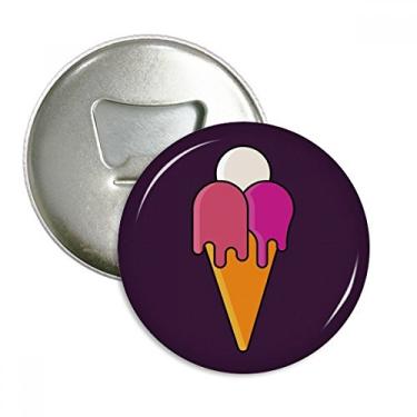 Imagem de Emblema multifuncional com estampa de cone de sorvete branco vermelho derretido com ímã de geladeira