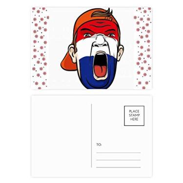 Imagem de Bandeira Holanda Maquiagem Facial Cabeça Gritando Boné Natal Flor Celebração Cartão Postal Bênção Cartão Postal
