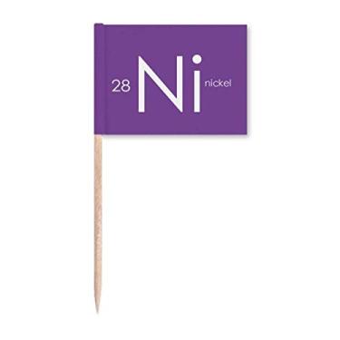 Imagem de Elementos Químicos Mesa de Período Metais de Transição de Níquel Ni, Bandeiras de Palito de Dente, Marcador Topper Decoração de Festa