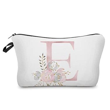 Imagem de Flores alfabeto impresso bolsas cosméticos festa nupcial maquiagem bolsas bolsa necessários, bolsa dama de honra noiva presente proposta (hz2401)