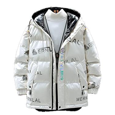 Imagem de Jaqueta masculina acolchoada com capuz metálico 90% jaqueta de penas de pato branca resistente à água casaco acolchoado parca, bege, G