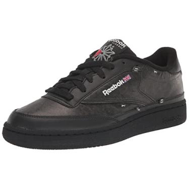Imagem de Reebok Tênis masculino Club C 85, Preto/branco, 6 Women/4.5 Men