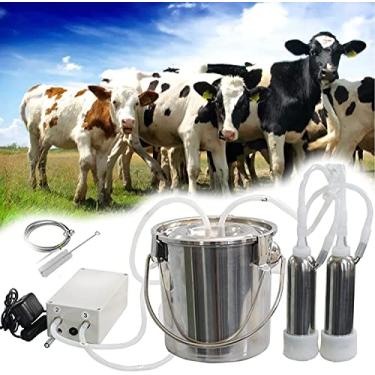 Imagem de Máquina de ordenha elétrica portátil, máquina de ordenha elétrica de pulso doméstico, kit de leite de cabra e ovelha com balde de 14L/7L, máquina de ordenha de vaca (cor: para vacas, tamanho: 7L) (pa