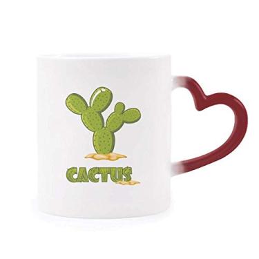 Imagem de Caneca verde sensível ao calor com suculentas de planta de cacto, copo de grés que muda de cor vermelha