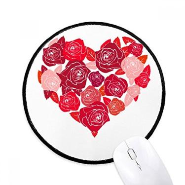 Imagem de Mouse pad rosa em formato de coração rosas para dia dos namorados, tapete redondo para escritório