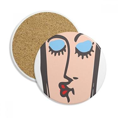 Imagem de Kiss – Caneca abstrata com estampa de emoticons e porta-copos com proteção de mesa, pedra absorvente