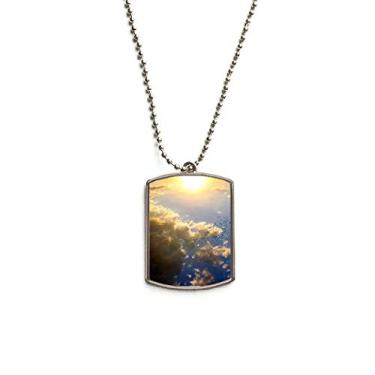 Imagem de DIYthinker Colar para animais de estimação com pingente de corrente de aço inoxidável e nuvens azul-celeste laranja