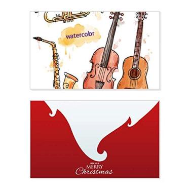 Imagem de Combinação de instrumento de aquarela, padrão musical, feriado, feriado, cartão de felicitações, mensagem de Natal