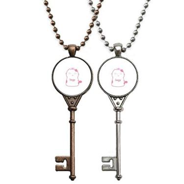 Imagem de OFFbb-USA Mapa rosa de animal de estimação Art Deco, presente, chaveiro, colar pingente, joias, decoração para casais