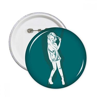 Imagem de Silhouette Girl Beautiful Woman Broches Redondos Emblema Decoração de Roupas 5 peças Presente