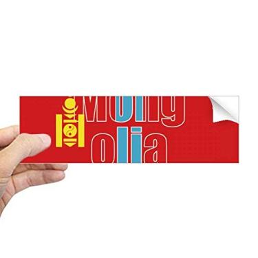 Imagem de DIYthinker Adesivo retangular de para-choque com nome da bandeira da Mongólia para notebook e janela