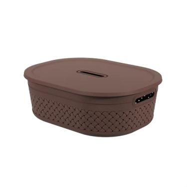 Imagem de Cesta Pequena com Tampa Craft, 40 x 30,5 x 12,9 cm, Marrom, Coza