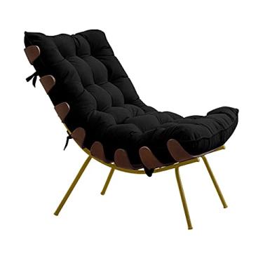 Imagem de Poltrona Decorativa Sala de Estar Abel Base de Madeira Dourada Veludo Preto - Gran Belo