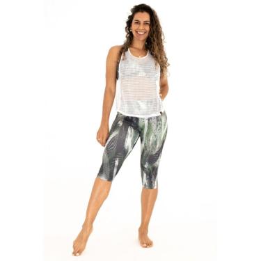 Imagem de Regata Feminina Fitness Branca Tela Curta Ative