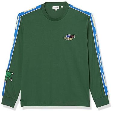 Imagem de Lacoste Camiseta masculina longa com detalhes de crachá, Vert, Large