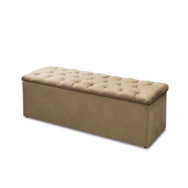 Imagem de Báu Calçadeira Sofia 90cm Suede Bege - Vallisa Decor