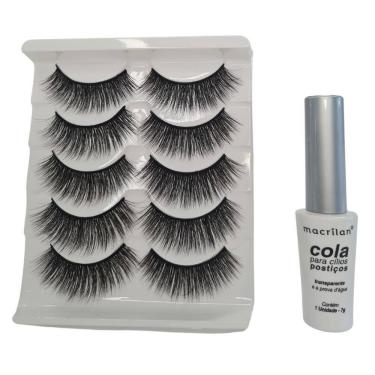 Imagem de Kit Macrilan Cola Cílios Postiços+Cílios 3D 5 Pares Tipo:17