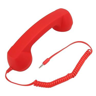 Imagem de Aparelho telefônico retrô, receptor de telefone à prova de radiação com entrada para fone de ouvido de 3,5 mm, receptor de telefone celular com fio, receptor portátil (Vermelho)