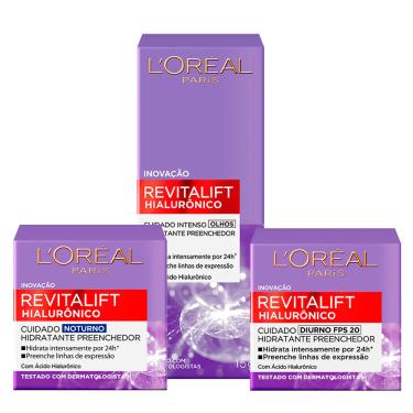 Imagem de L'oréal Paris Revitalift Hialurônico Kit - Diurno + Noturno + Creme Para Olhos Kit