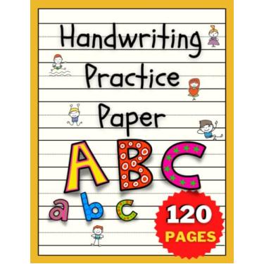 Imagem de Papel de prática de caligrafia para crianças: Caderno de linhas pontilhadas de 120 páginas (livro de prática de caligrafia em branco/papel de escrita para jardim de infância com linhas largas para crianças ABC)