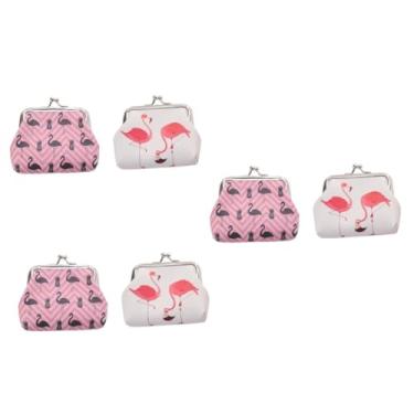 Imagem de Didiseaon 6 Peças porta-moedas para meninas porta-moedas para mulheres bolsas femininas carteira feminina bolsa de moedas feminina porta moedas do flamingo Fivela clipe de ferro Senhorita