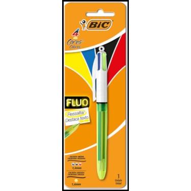 Imagem de BIC, Caneta Escrita Média Retrátil, 4 Cores Fluo, Com Escrita Grossa para Destaque, 1 Unidade