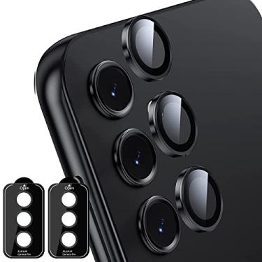 Imagem de Zeking [Pacote com 2 protetores de lente para câmera Samsung Galaxy A54, vidro temperado 9H, anel individual de metal para Galaxy A54 5G [kit de alinhamento de bandeja de instalação] (preto)