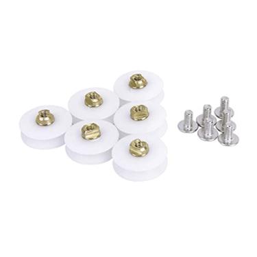 Imagem de HEMOTON 6 Unidades acessórios para porta de chuveiro decoração de quarto de raposa rolo de porta de chuveiro rolo de porta de banheiro roda única roda dentada polia roda suspensa branco