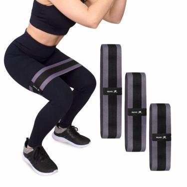Imagem de Kit 3 Hip Bands Muvin - Tensão Baixa, Média e Alta - Faixa Elástica de Alta Resistência - Elástico Treino Perna Glúteo	