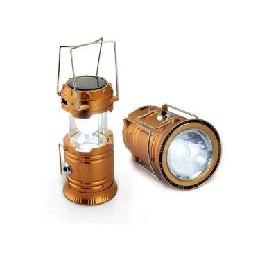 Imagem de Lanterna LED recarregável solar Power Bank Camping DORADA