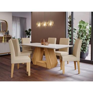 Imagem de Sala de Jantar Agata 180cm com 6 Cadeiras Maia Nature/off White/gengibre
