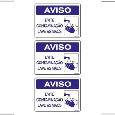 Imagem de Combo 3 Placas De Sinalização Aviso Evite Contaminação Lave As Mãos 20x15 Ekomunike - P-37/2 F9e