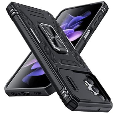 Imagem de YSLBWLE Capa para Samsung Galaxy A13 5G com suporte com capa de câmera, proteção de nível militar, suporte de anel de metal, capa amortecedora para Galaxy A13 5G, preta 5-sam a13-01